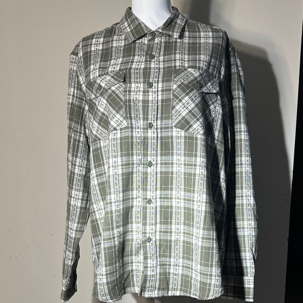 Frye Olive Plaid Button Down Shirt